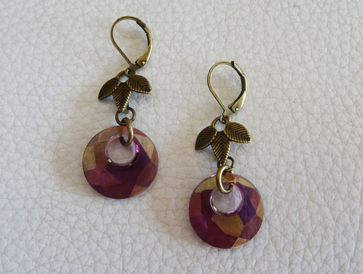 Brincos Swarovski Lilás Boémio