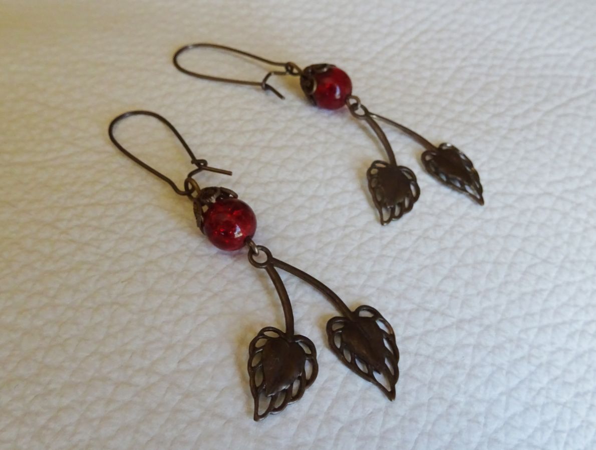Brincos de latão boémio Cherry