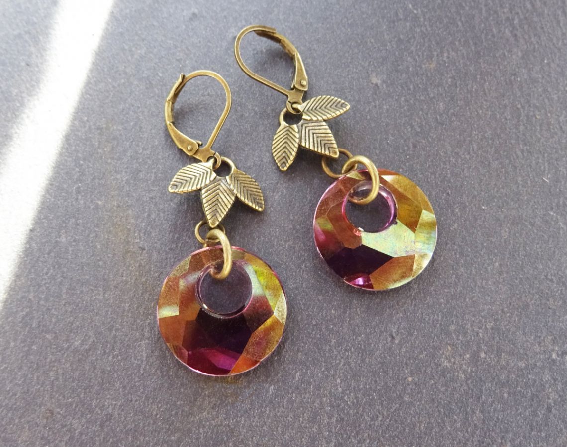 Brincos Swarovski Lilás Boémio