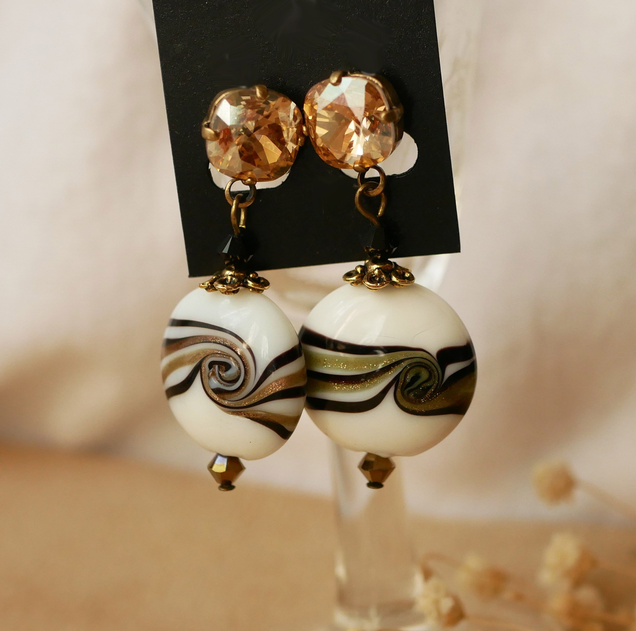 Brincos Cabochon Ouro