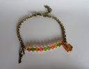 Bracelete corrente de bronze Ambar e Olivina