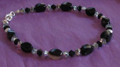 Pulseira Agates Preto &amp; Cristal Swarovski 
