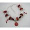 Pulseira de prata com contas vermelhas de joaninha