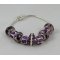 Pulseira de prata com pérolas e strass púrpura