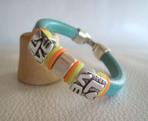 Pulseira de couro Regaliz Turquoise Love 