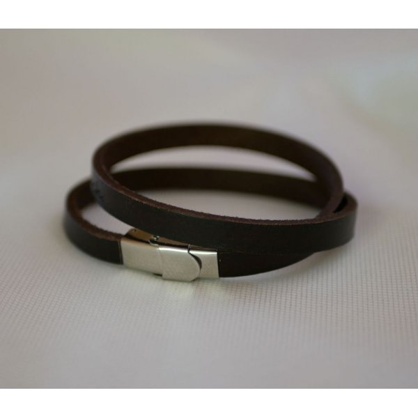 Bracelet cuir 2 tours fermoir ajustable