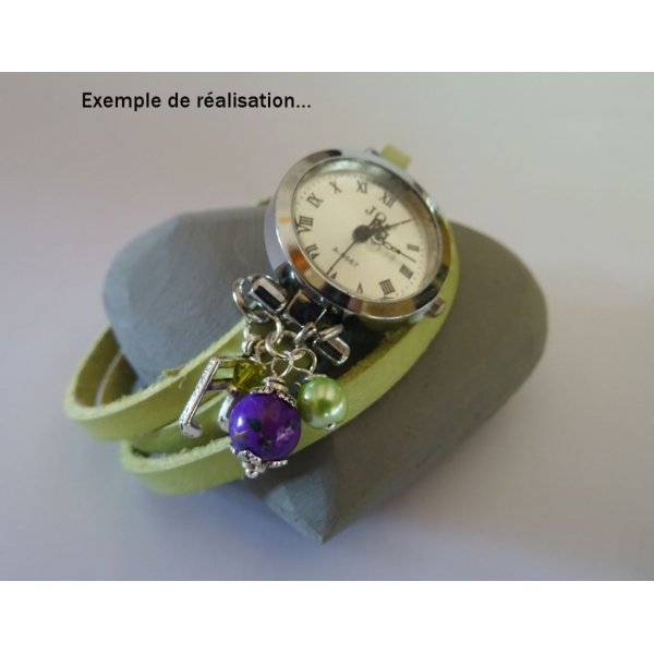 Pulseira de couro Verde anis, embalagem tripla ajust&aacute;vel