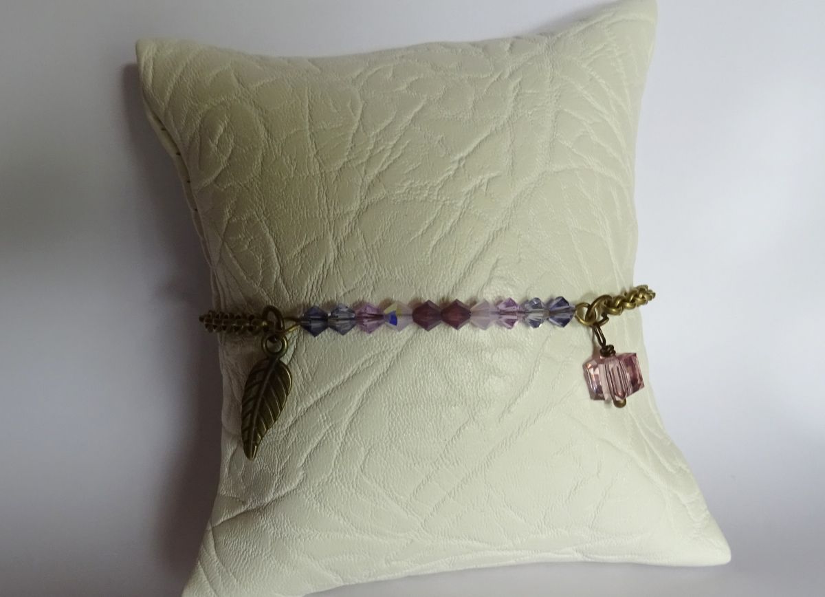 Bracelete de corrente fina de bronze Violeta