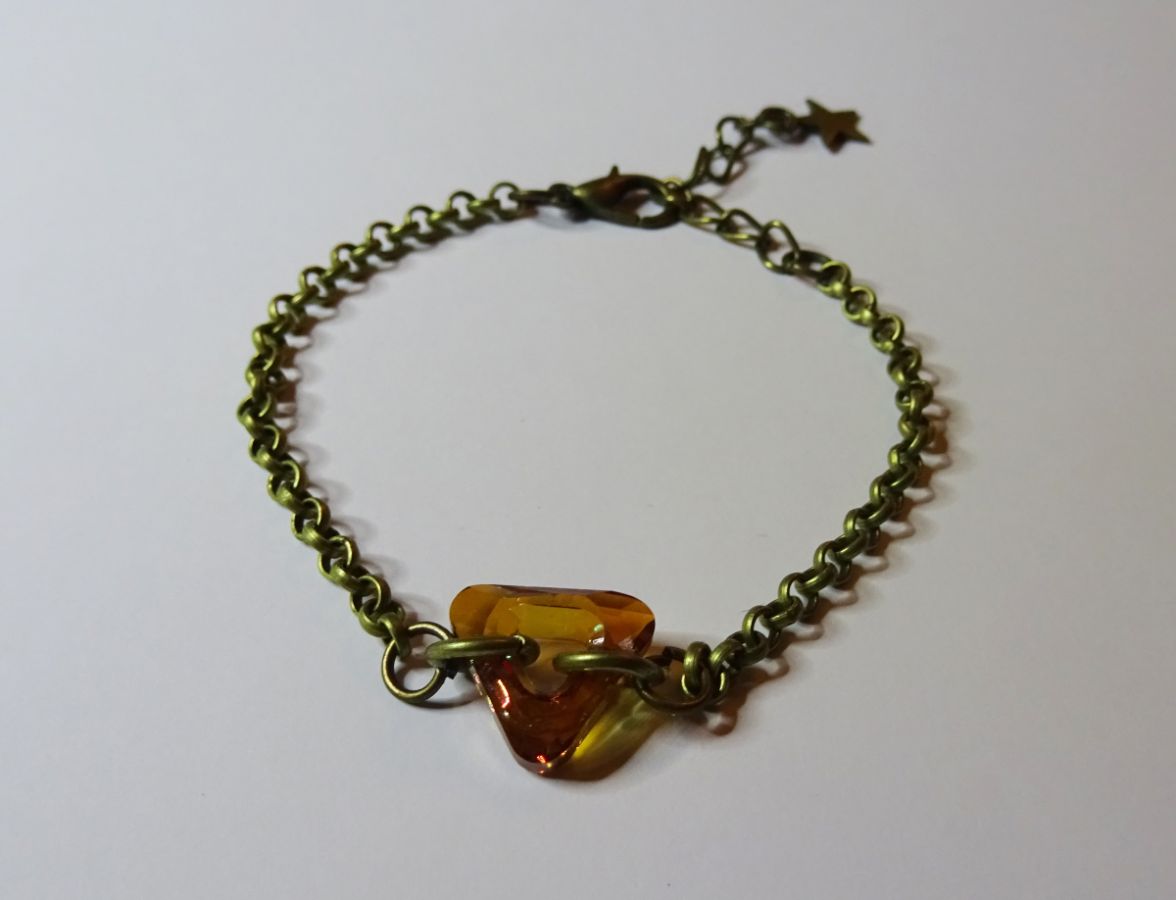Bracelete de corrente de bronze fino Triângulo 