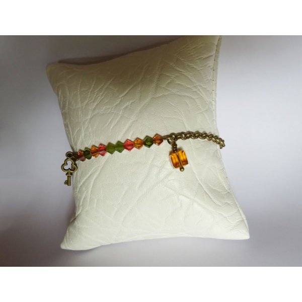 Bracelete corrente de bronze Ambar e Olivina