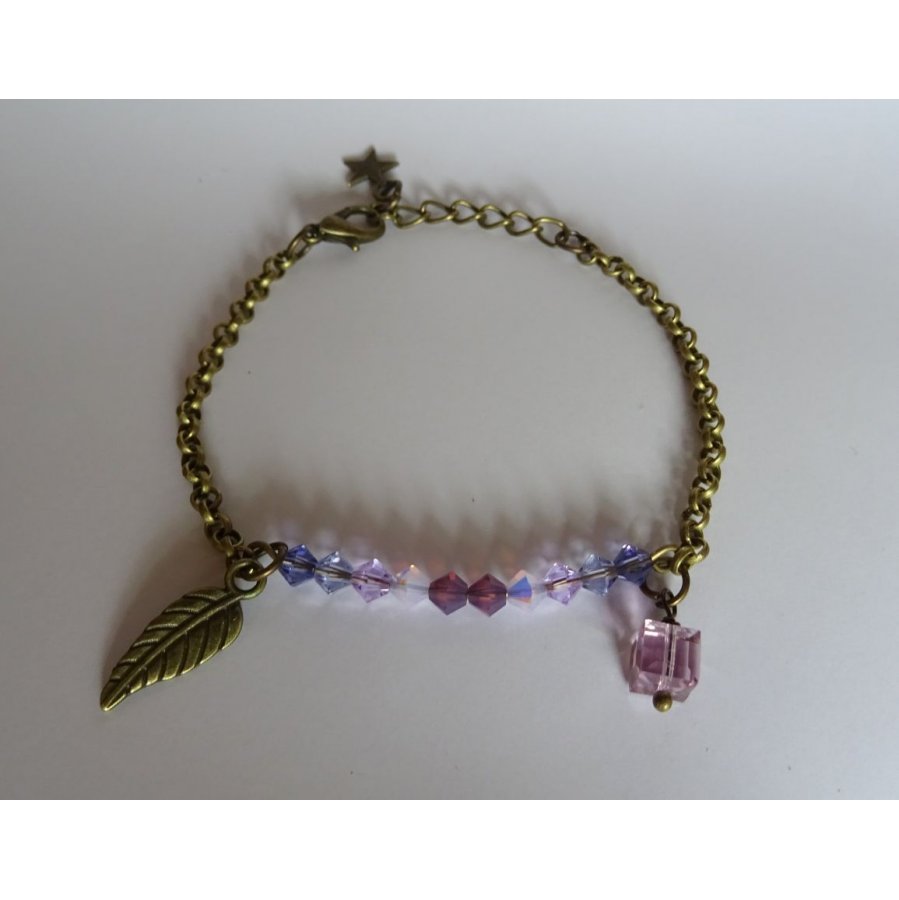 Bracelete de corrente fina de bronze Violeta