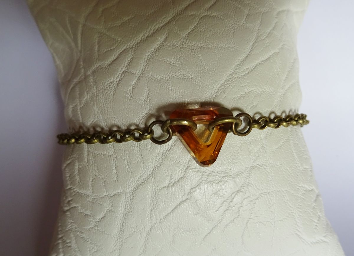 Bracelete de corrente de bronze fino Triângulo 