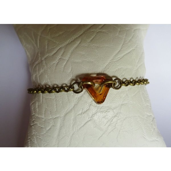 Bracelete de corrente de bronze fino Tri&acirc;ngulo 