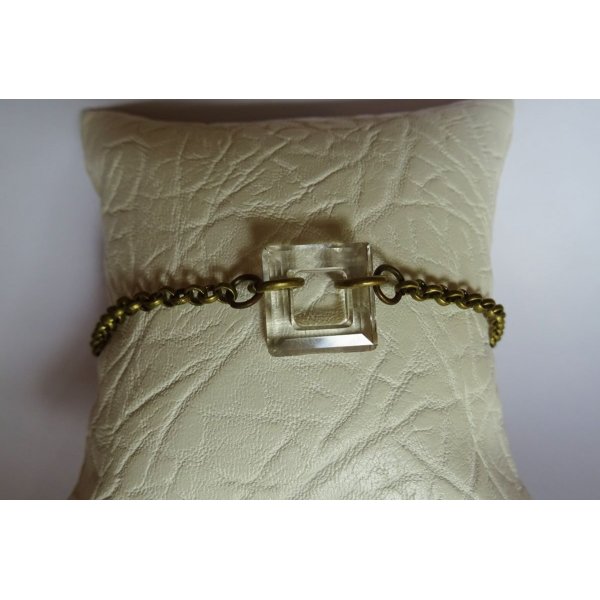 Bracelete corrente de bronze Cristal Quadrado