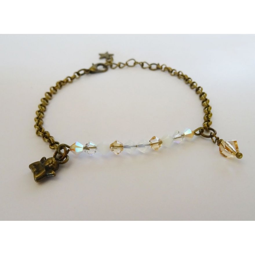 Bracelete de corrente fina branca e dourada