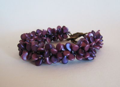Kit Pulseira Pip Burgundy Duo Beads