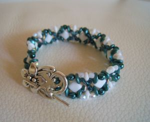 Pulseira Silky White Teal Bracelet
