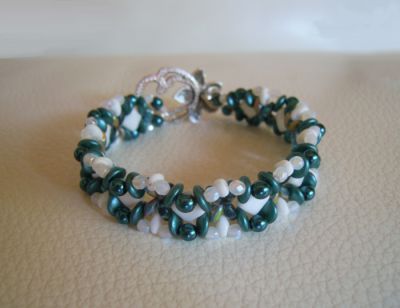 Pulseira Silky White Teal Bracelet