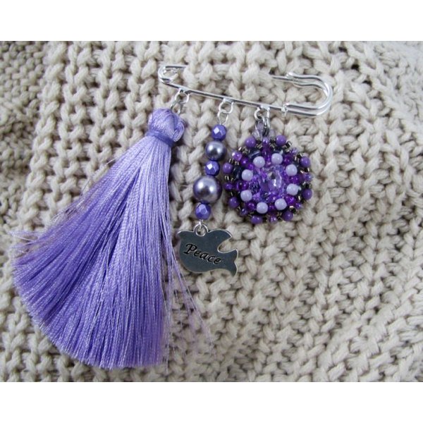 Broche de Amizade Púrpura com Pompon 