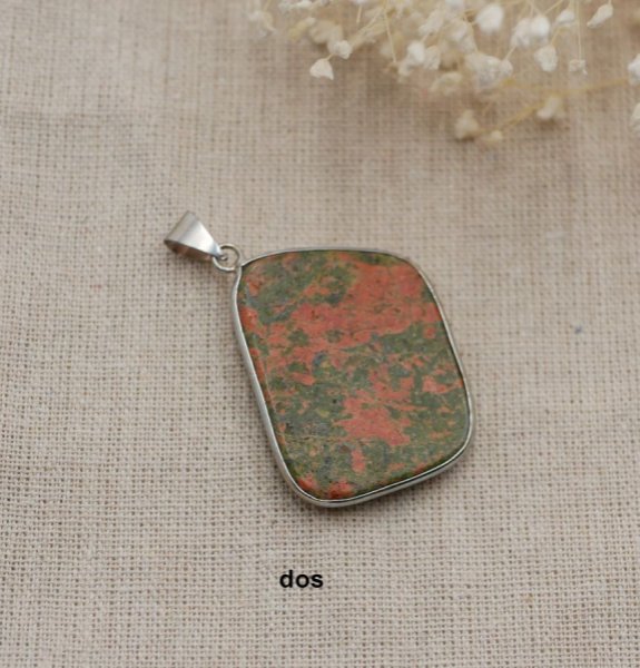 Conjunto de pingentes de cabochon com pedra unakite 