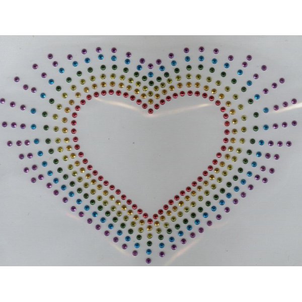 Coração de rhinestone multicolorido