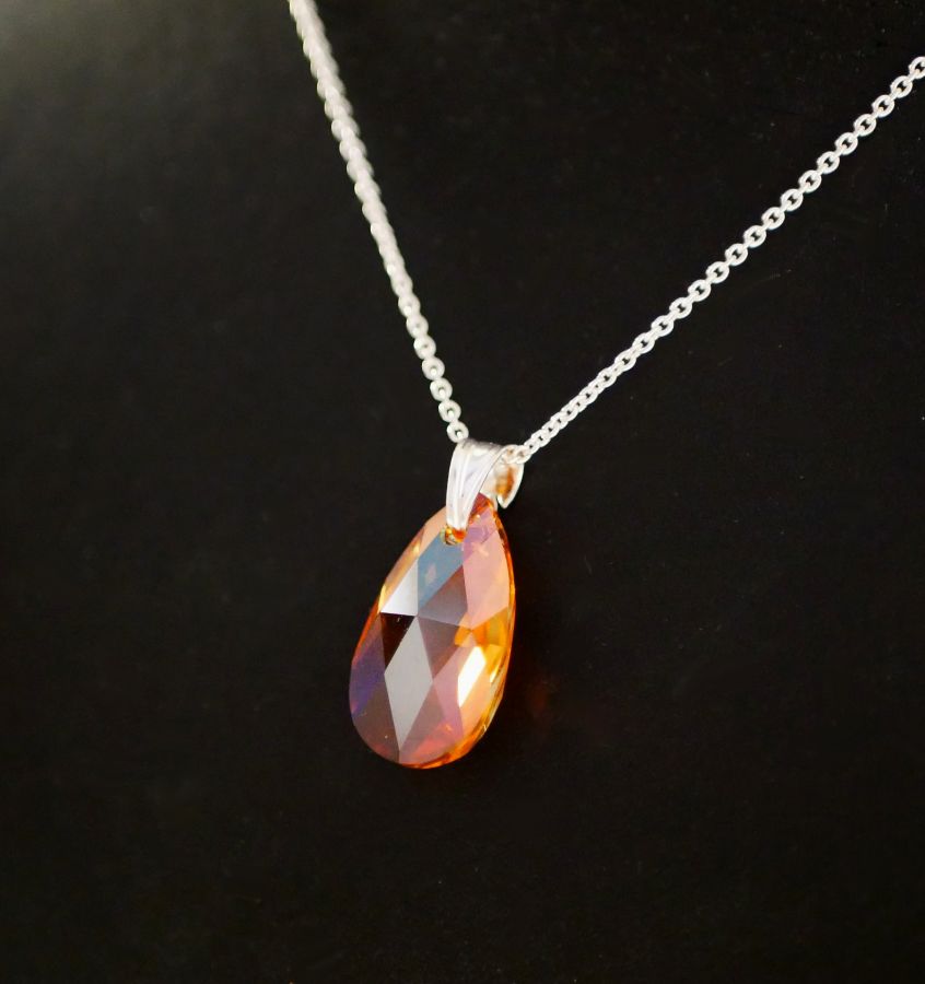 Colar de prata pendente Swarovski Tear Copper