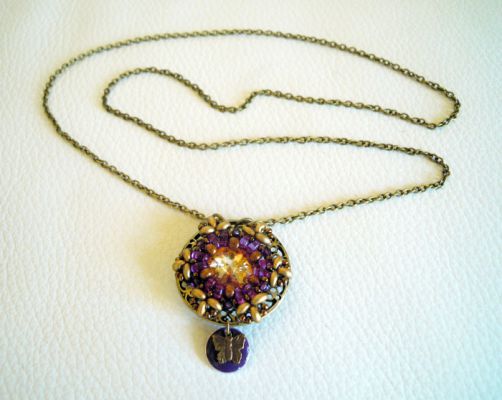 Collier médaillon Anne Violet en kit