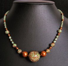 Collier Murano vert et cuivre