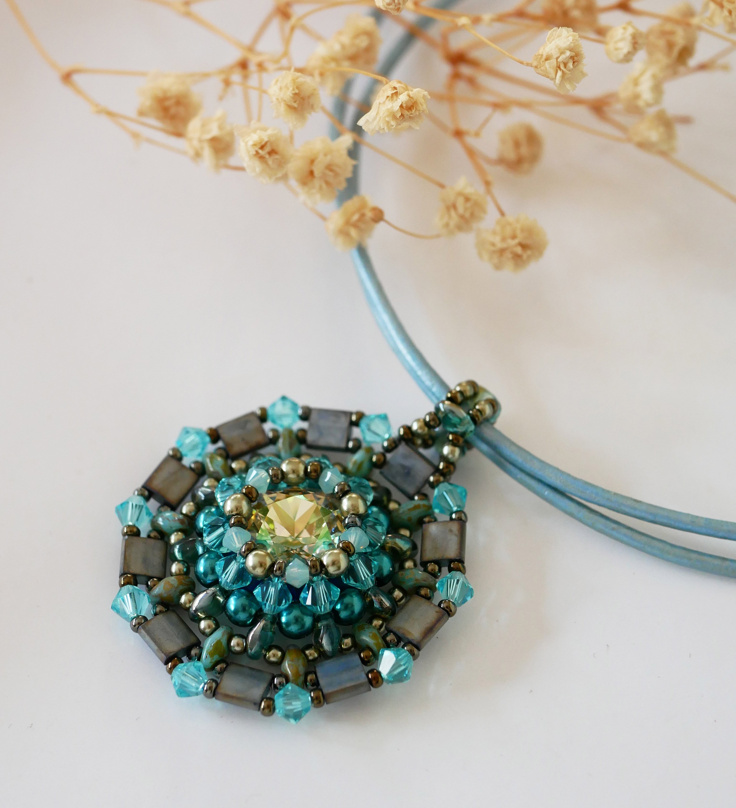 Pingente colar Twina Turquoise verde