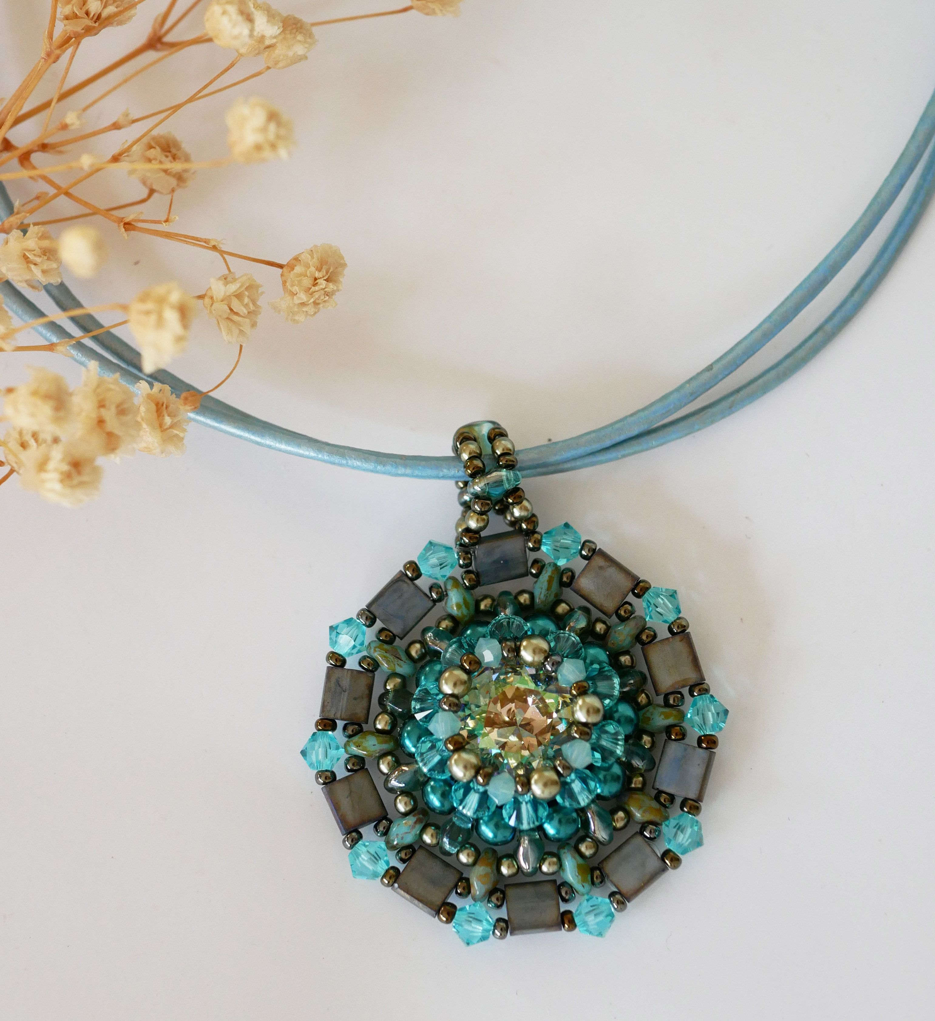 Pingente colar Twina Turquoise verde