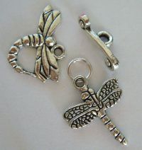 Silver T-clasp Libélula de prata e encanto