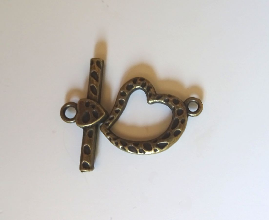 21 mm Coração de Bronze T-Clasp