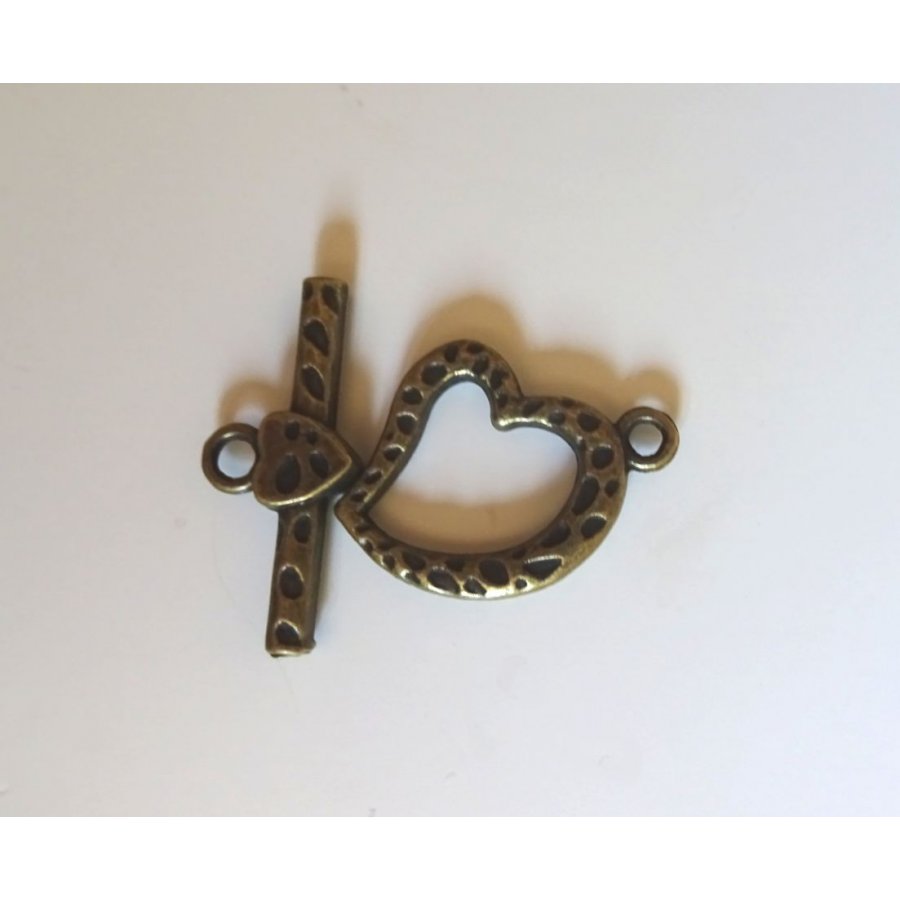 21 mm Coração de Bronze T-Clasp