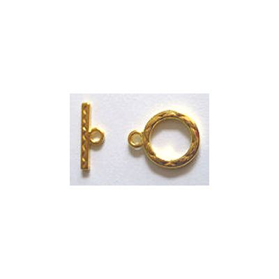 T-Clasp redondo 15mm banhado a ouro