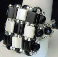 Kit de anéis quadrados Tila Preto e branco