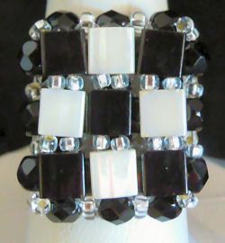 Kit de anéis quadrados Tila Preto e branco