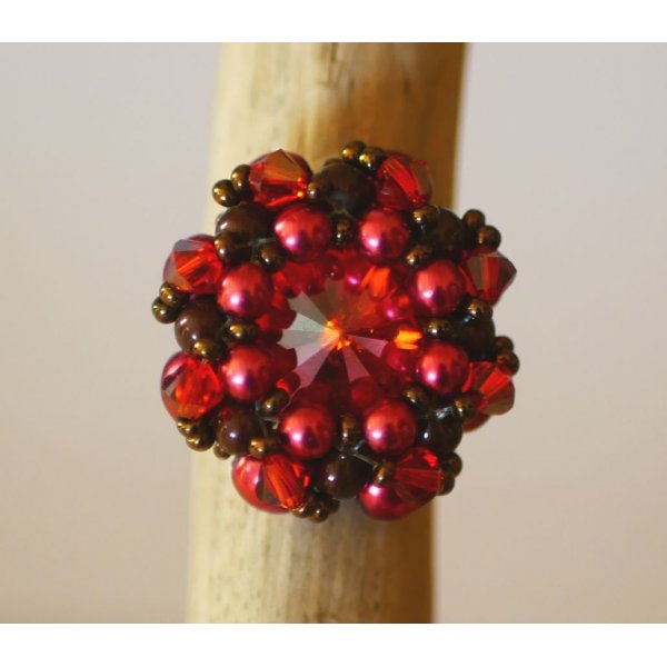 Kit bague Ouvea Paprika cabochon Swarovski rare