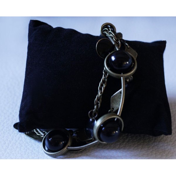 Kit pulseira de 3 filas Preto e bronze