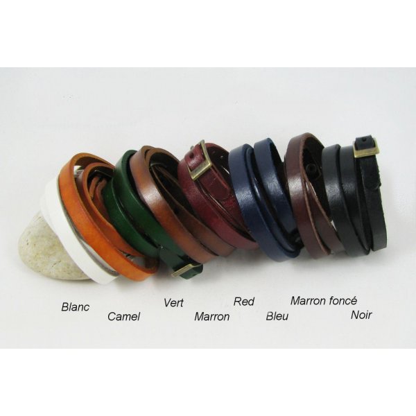 Bracelet cuir 2 tours fermoir ajustable