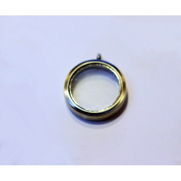 Caixa de vidro Medalh&atilde;o Bronze dourado Pingente de tesouro de 30 mm