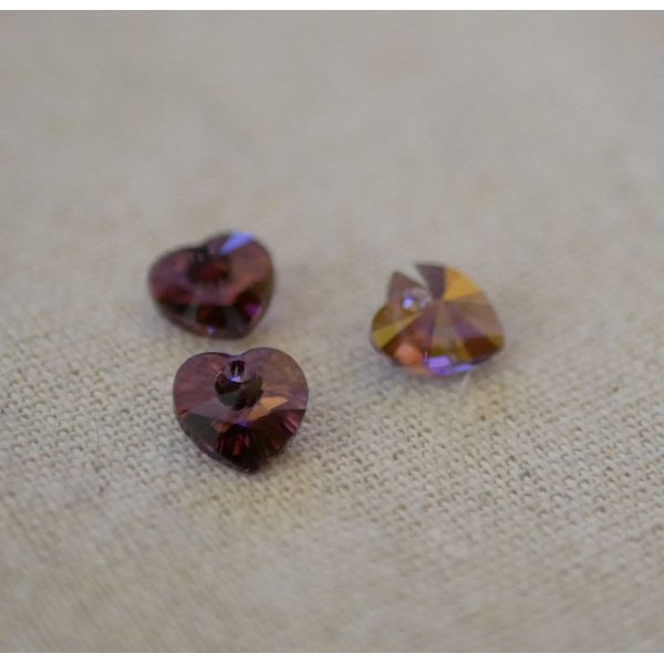 Swarovski Crystal Heart Pendant 11 mm Sombra Lil&aacute;s de Cristal