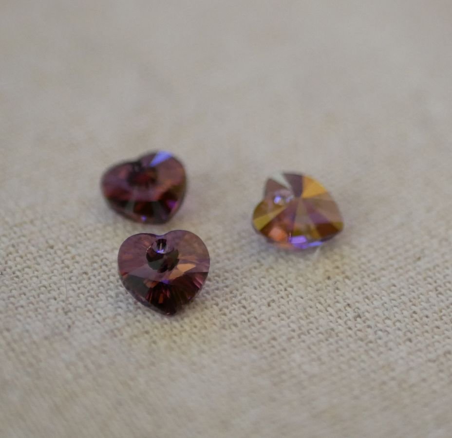 Swarovski Crystal Heart Pendant 11 mm Sombra Lilás de Cristal