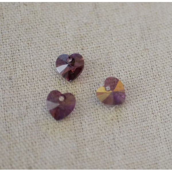 Swarovski Crystal Heart Pendant 11 mm Sombra Lil&aacute;s de Cristal