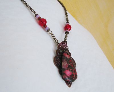 Fuchsia Jasper Pingente em patina print
