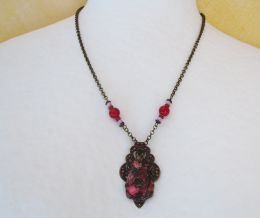 Fuchsia Jasper Pingente em patina print