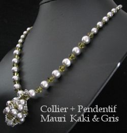 Pingente Swarovski Kit Mauri Khaki &amp; Grey