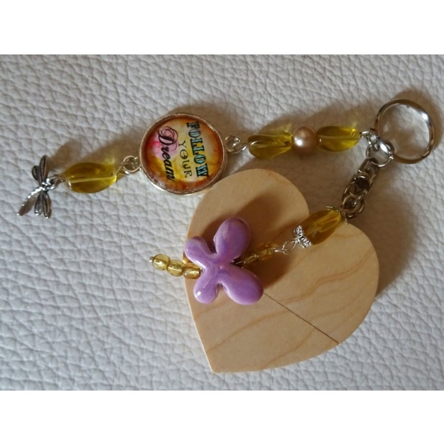 Chaveiro Chaveiro coração usb chave para gravar Cabochon &amp; borboleta