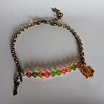 Bracelete corrente de bronze Ambar e Olivina