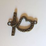 21 mm Coração de Bronze T-Clasp