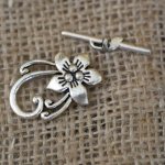 T-clasp Hibiscus flor 30 mm prateada